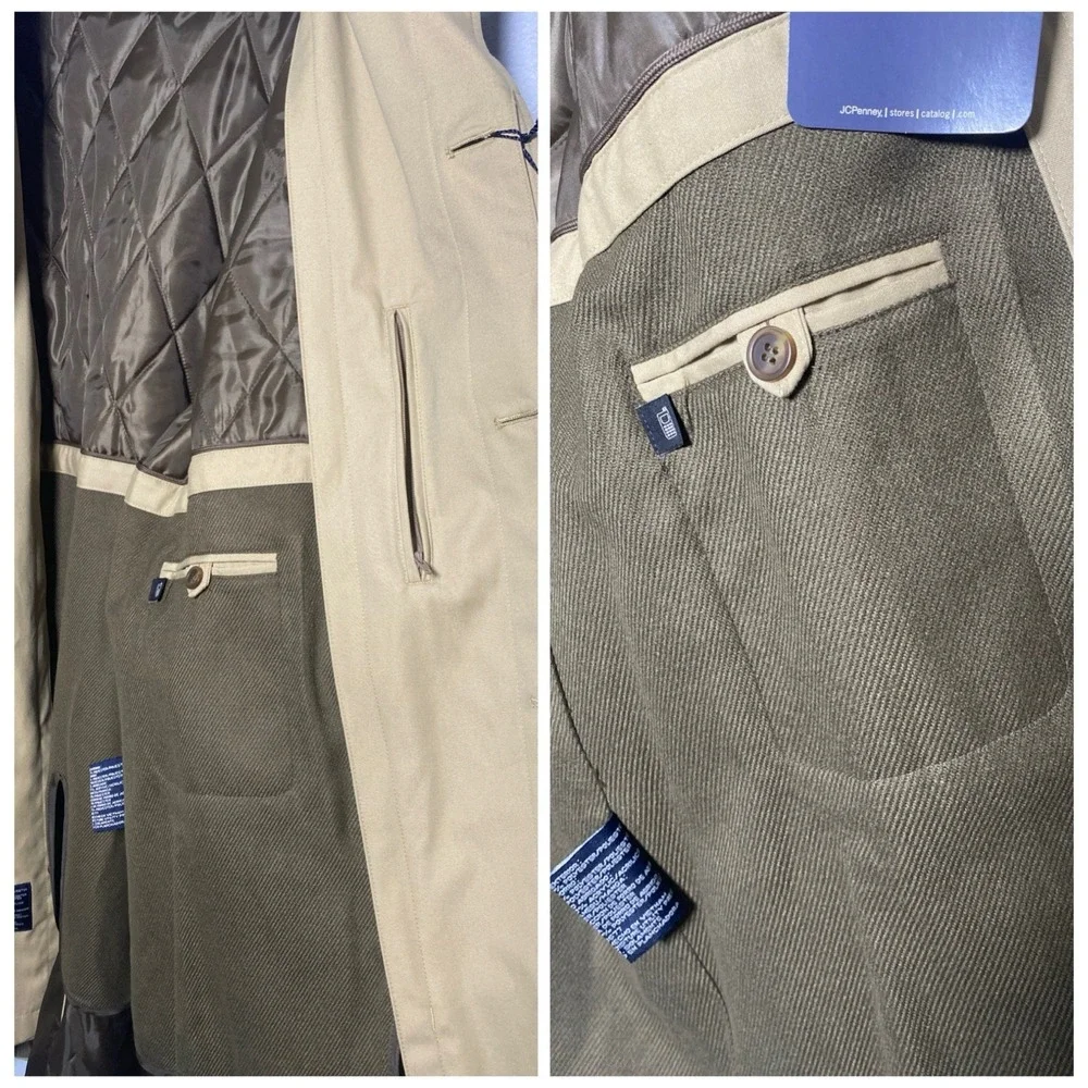 STAFFORD All Weather Poplin Car Coat Zip-Out Liner Tan Men's XL Long NEW ret$180